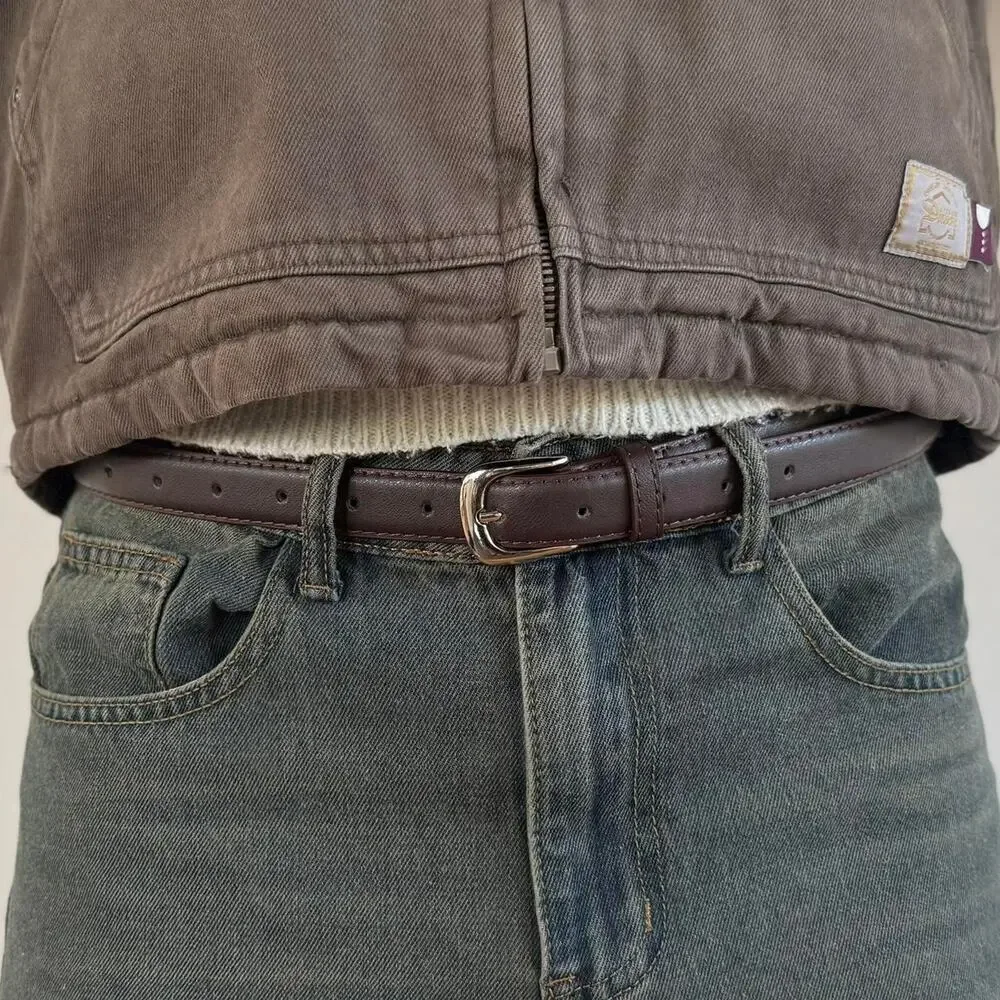 Brown Silver Boho Belt Unisex Adjustable Fit 26–34